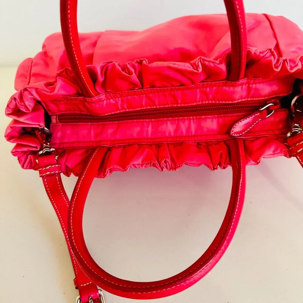 AUTH PRADA PINK TESSUTO NYLON SATCHEL BAG AND LEATHER ZIP-AROUND LONG WALLET SET - Picture 7 of 16